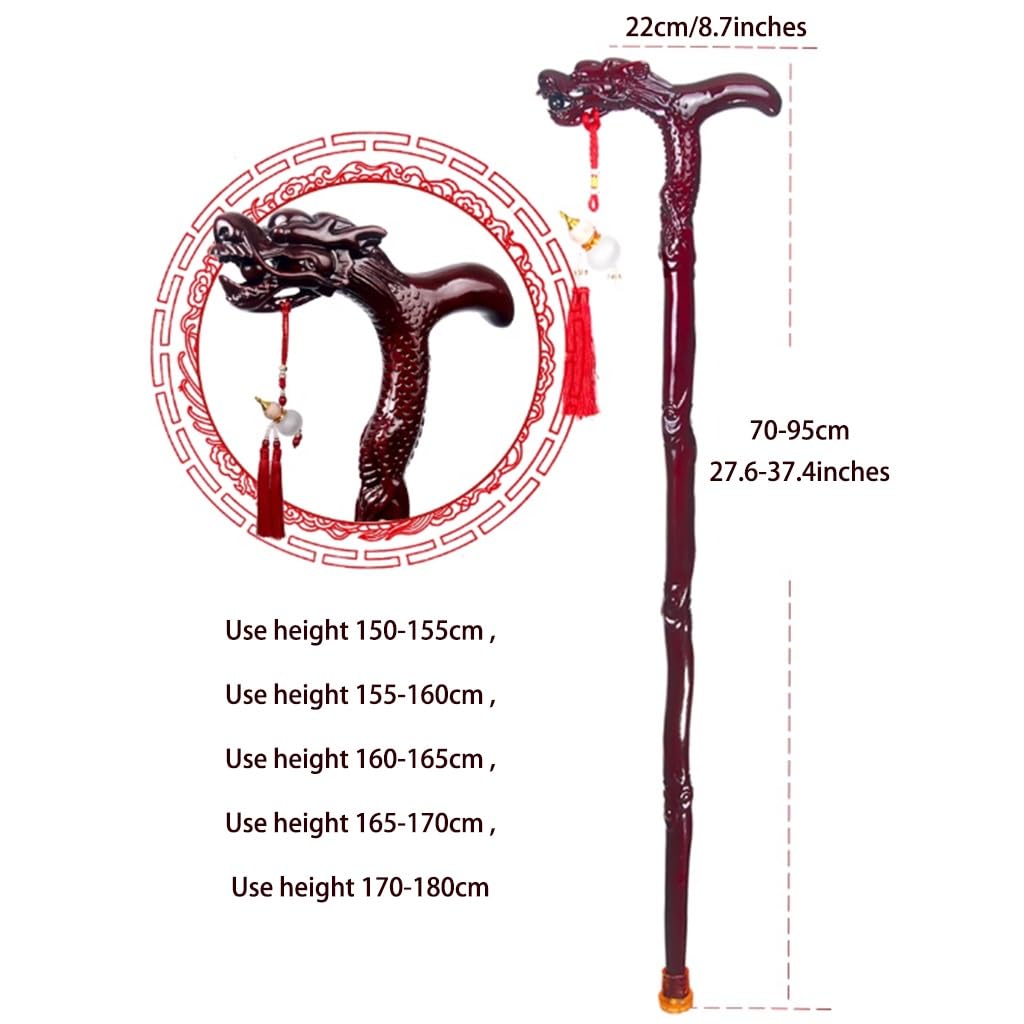 Bastone da passeggio in legno con testa di drago, capacità 130 kg, for altezza 150-180 cm(Use Height 160-165Cm)