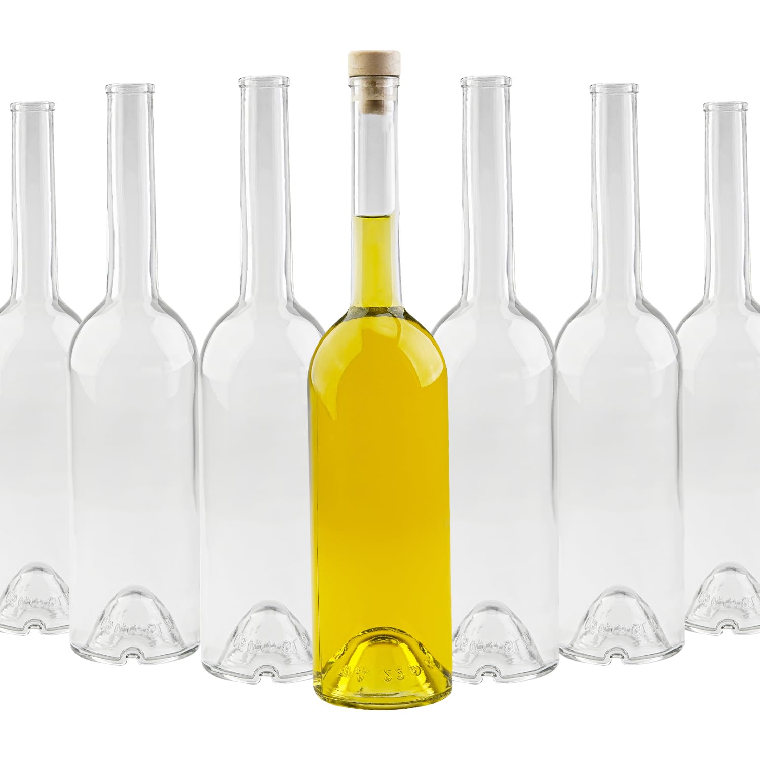 FENICE - Botella de aceite de oliva vacía de vidrio para aceite de oliva, vino o licor, 700 ml, botella de aceite de oliva vacía con tapón - Botella decorativa de cristal