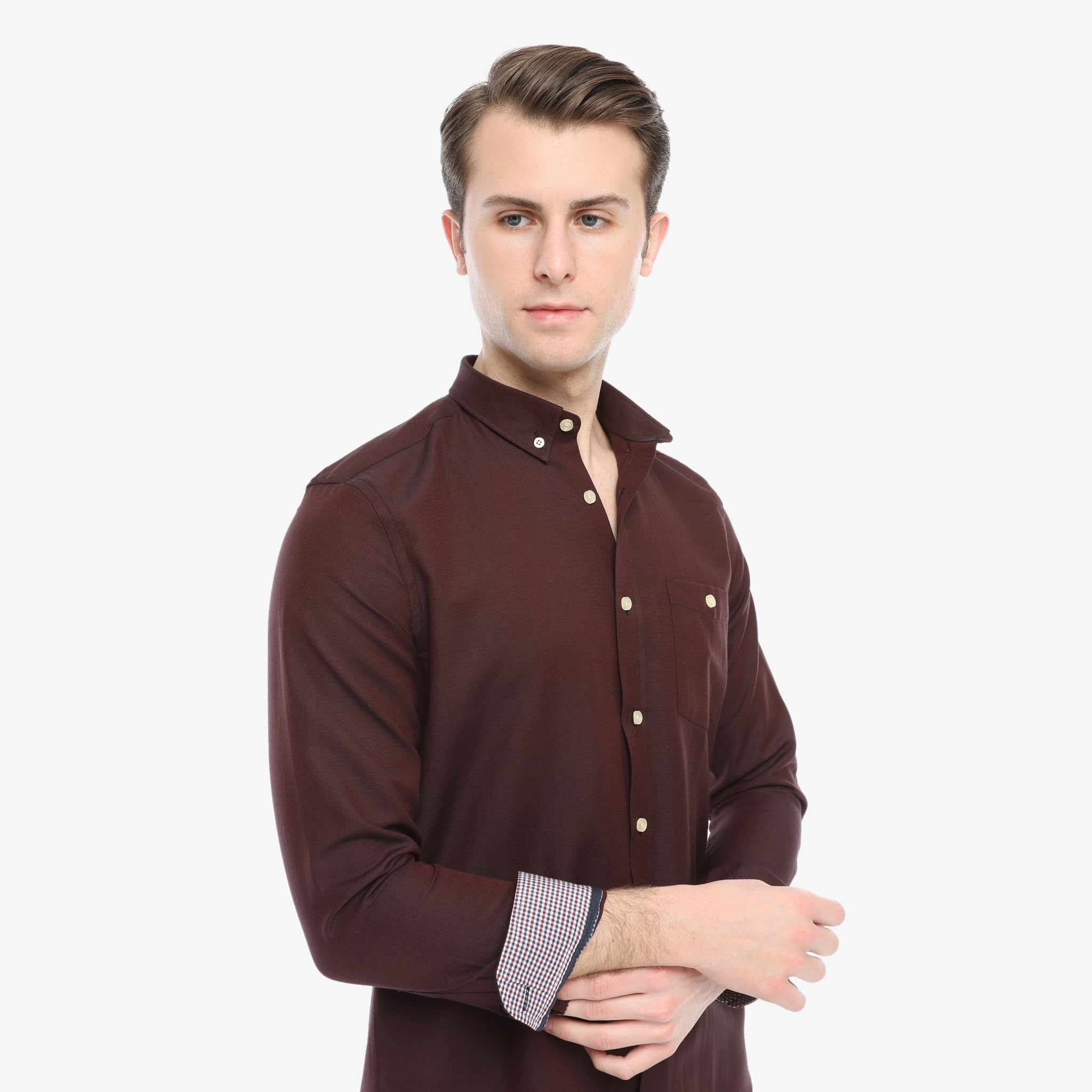 Xact Chemise Oxford à Manches Longues avec col boutonné pour Homme