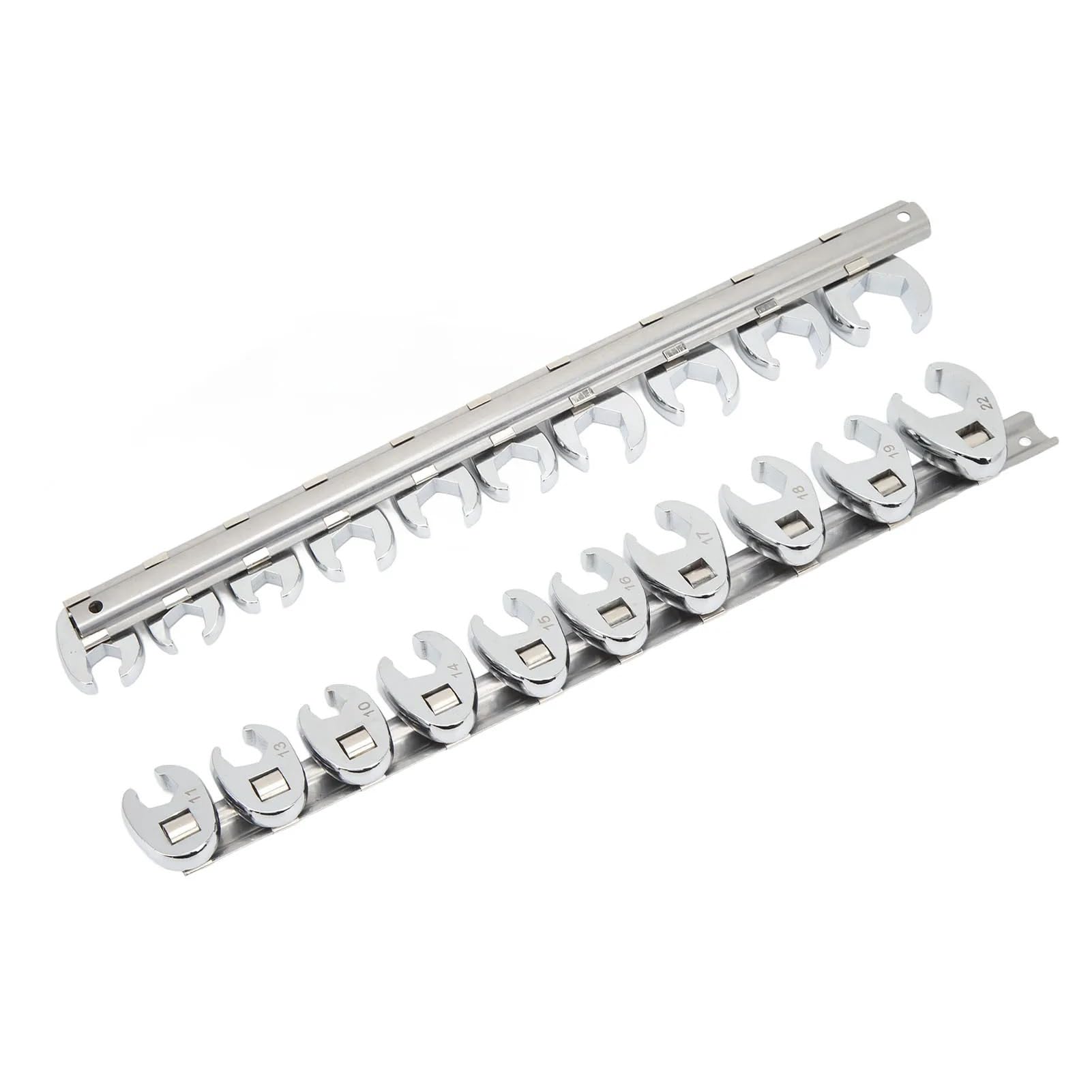 Xuczhai One Color 10-22Mm Metric Nut Wrench Tool Kit Chrome Plated Steel Crows Foot Set For 3/8In Car Maintenance Adapters