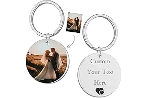 Personalized Engraved Dog Tag Photo Keychain, Unique Picture Text Anniversary Gift Idea...
