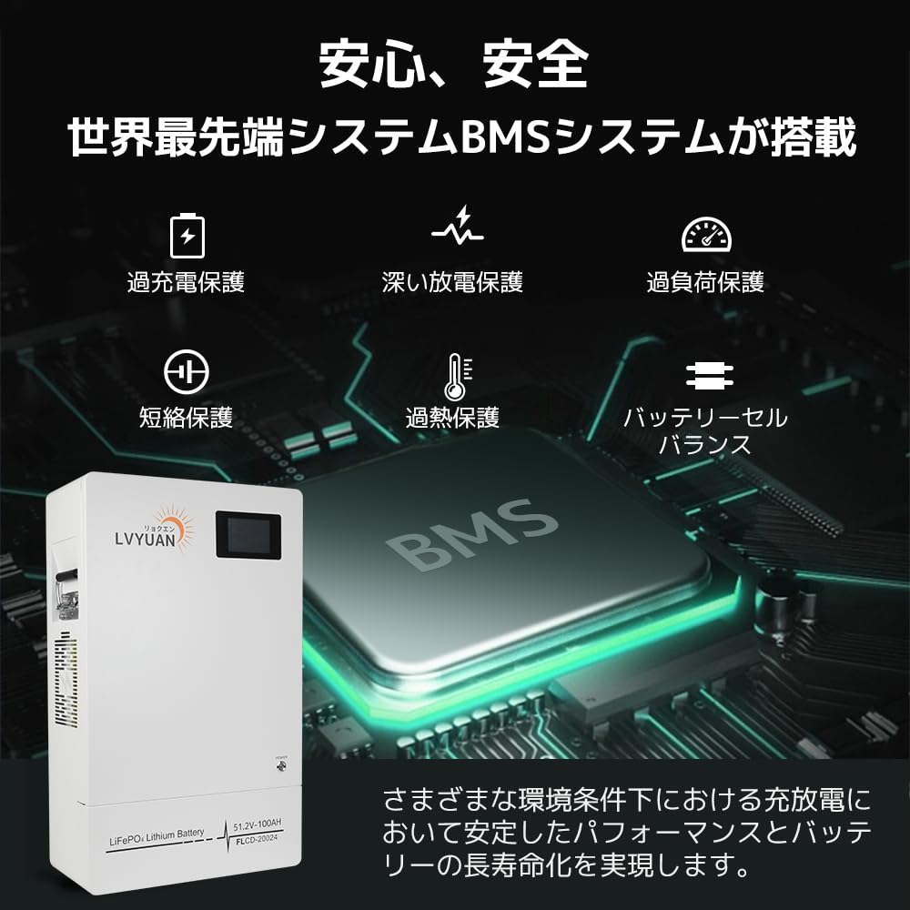 Amazon.co.jp: LVYUAN 100Ah 51.2V リン酸鉄リチウムイオンバッテリー 
