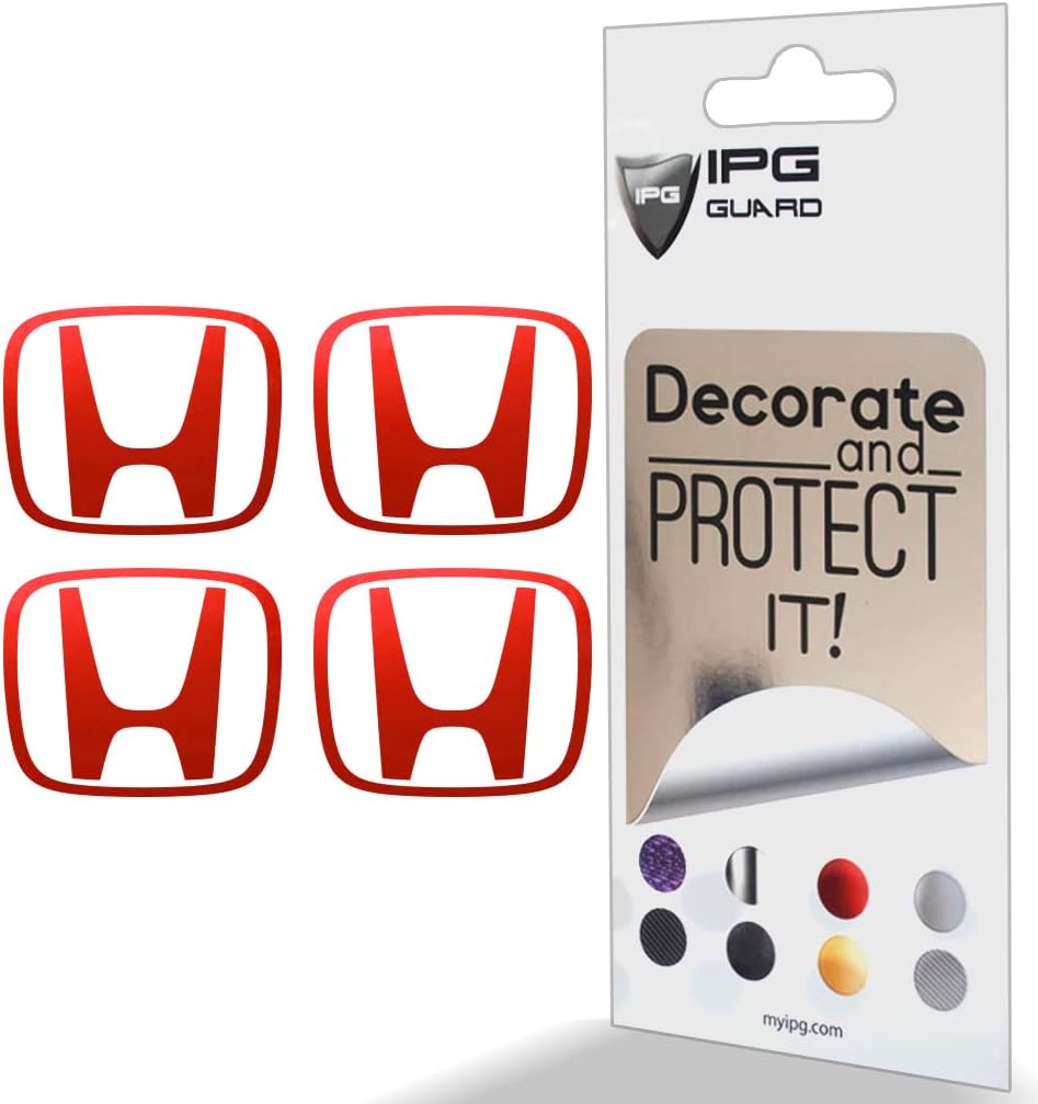 IPG Compatible with S2000 Pilot CRZ OEM Logo Center Cap Overlay Wheel Tire Decals Stickers (Logo: 2.5" / Center Cap:3")(4 Units) Carbon Fiber Cover Wrap Skin Your Vehicle (Pearl Red)