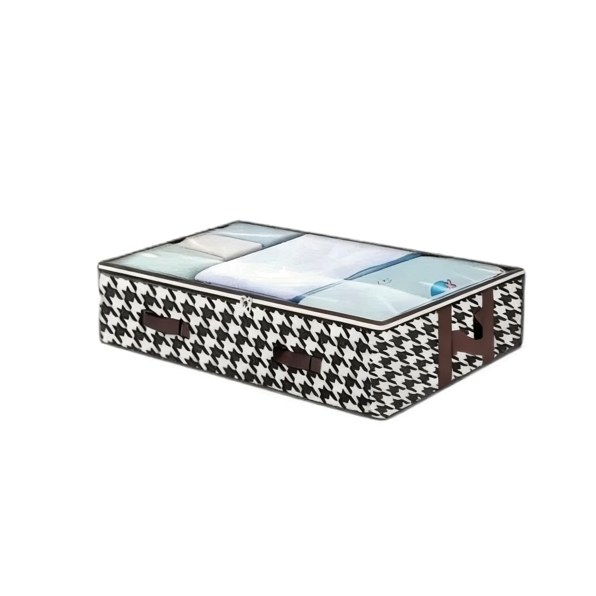 TWISAXC Large Capacity Under Bed Storage Containers For Efficient Shoe Storage Under Bed And Bedroom Organization Blankets, 75L houndstooth bottom