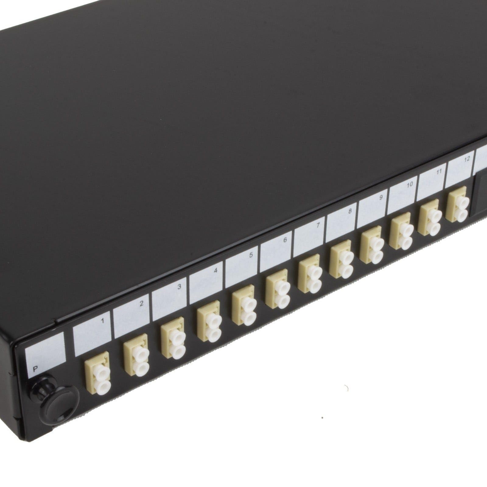 kenable Panneau de brassage fibre optique 24 ports avec 12 modules LC duplex MM adaptateur 24 fibres