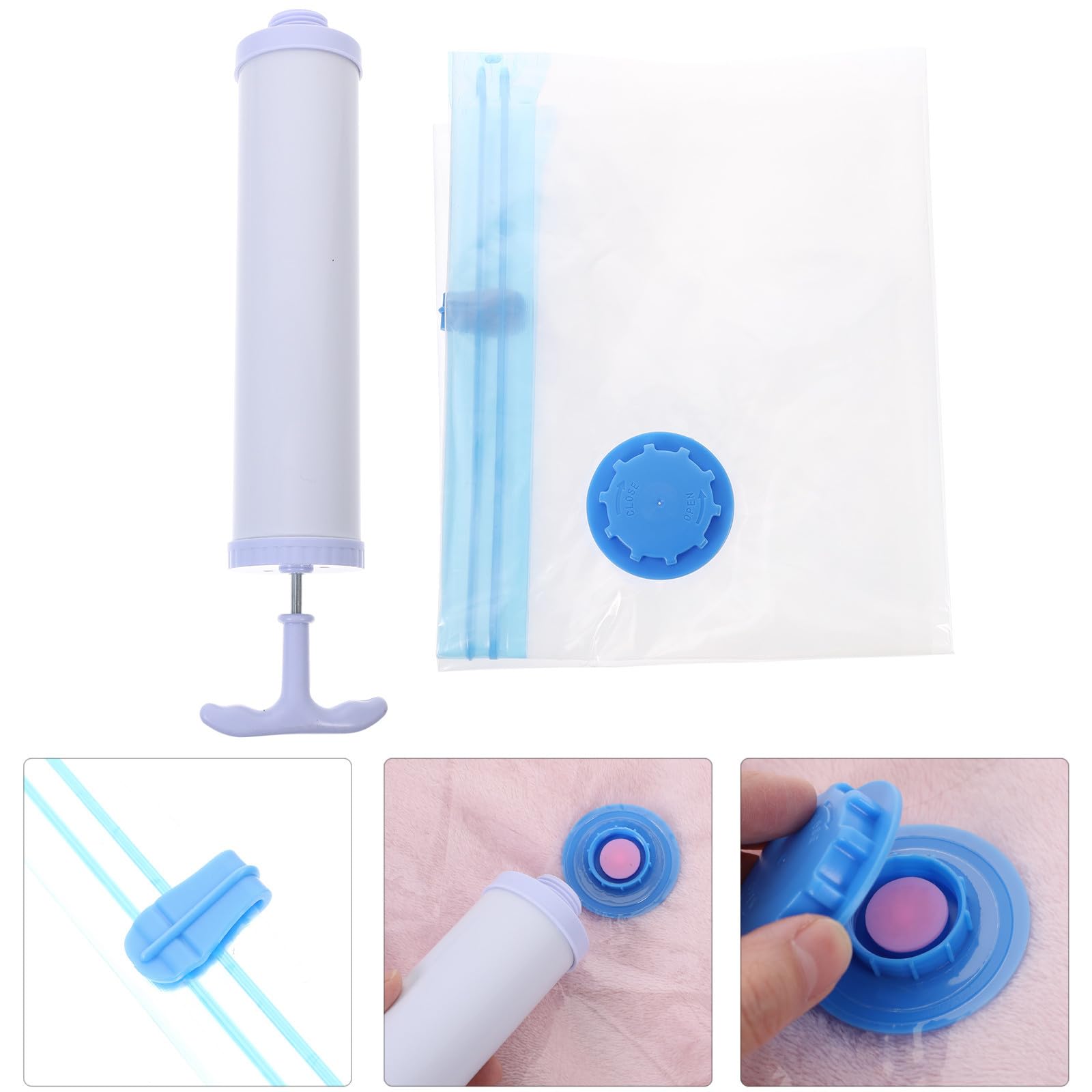Bolsas de almacenamiento al vacío, organizador de ahorro de espacio, fácil de usar, gran capacidad, color 5 unidades con bomba de mano, bolsas de compresión al vacío para viajes
