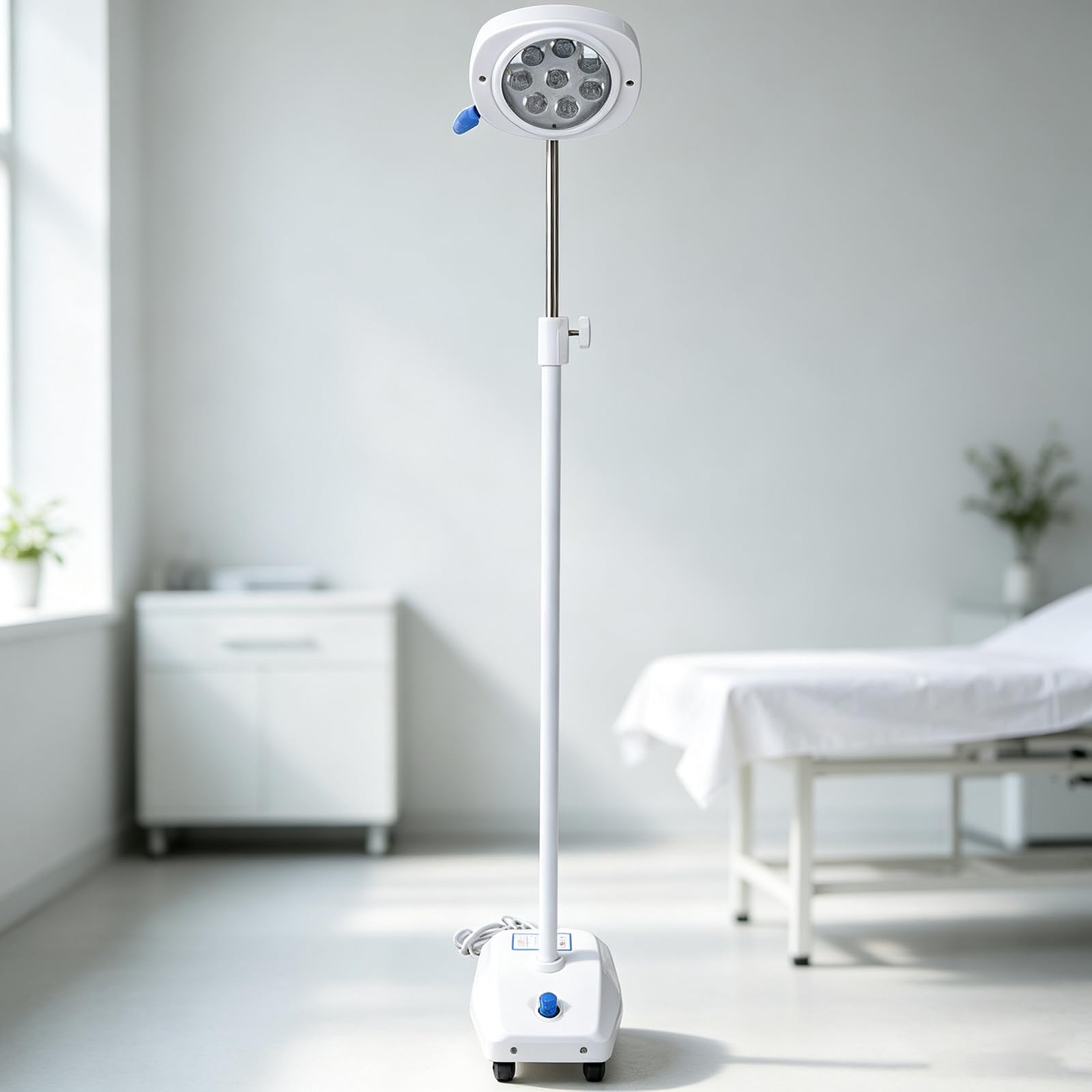 Lampada Da Visita Mobile A Led Da 27w,sorgente Luminosa Bicolore, Regolazione Continua Dell'intensità Luminosa,testa Della Lampada Girevole A 4lati Da 75°,interruttore A Pedale,altezza 138-188cm