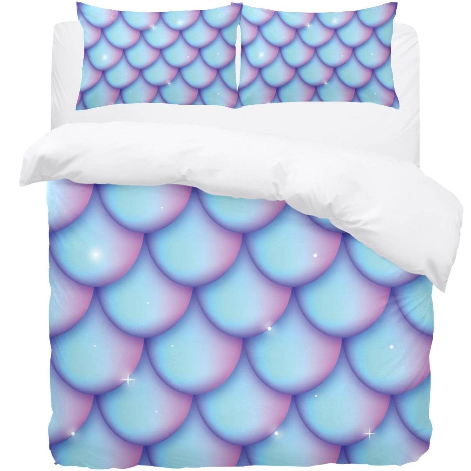 Parure de lit brillante motif écailles de sirène en textile doux aux finitions haut de gamme