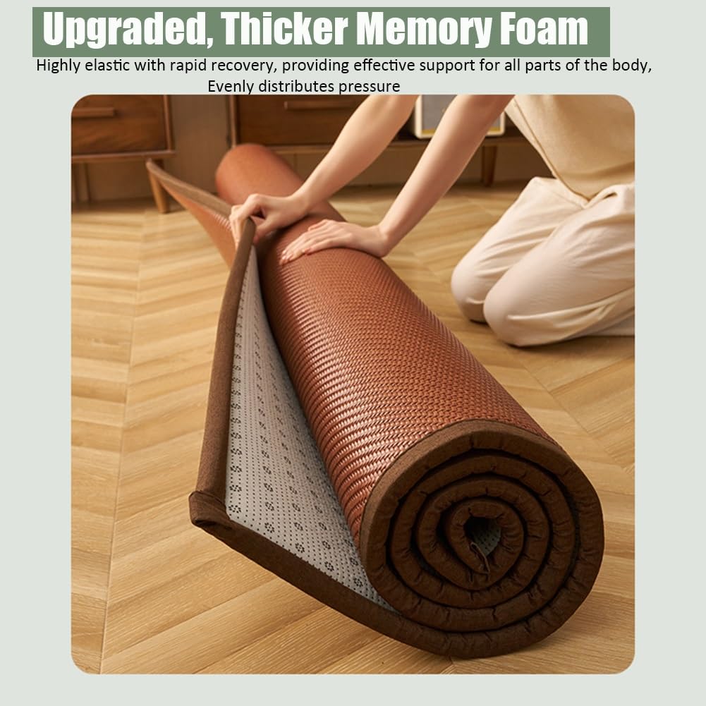 Japanische Bodenmatratze Tatami-Matte Memory-Schaum Rutschfeste Unterseite atmungsaktive Schlafunterlage Light Brown 60x120cm