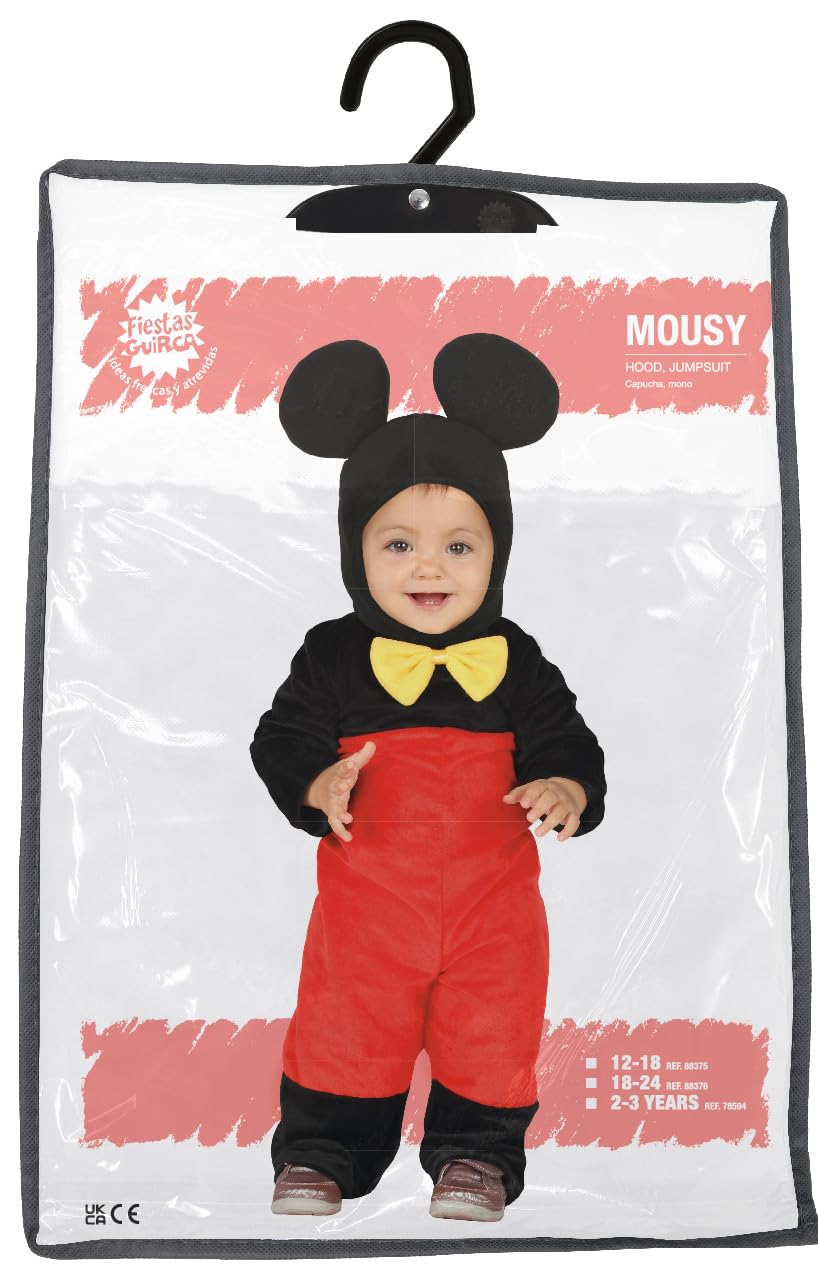 FIESTAS GUIRCA | Costume de Petite Souris Toddler - Bonnet et Combinaison - Costumes d'Animaux pour Petits Enfants - Idéal pour Halloween, Carnaval et Fêtes Costumées Enfant