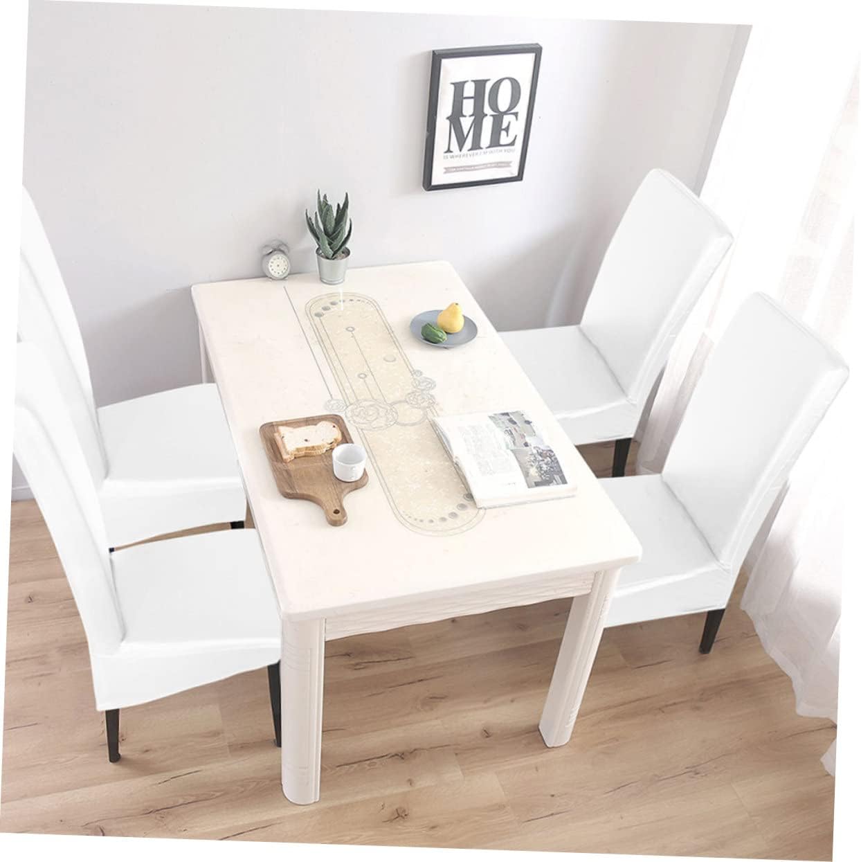 4 Pcs Waterproof PU Leather Dining Chair Covers Stretchable High Back Chair Sleeves Oil-Resistant for Kitchen and Dining Room