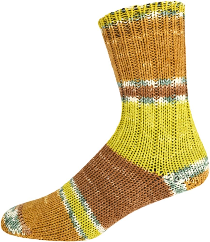 ONline Supersocke 6-fach – 150g, Winter-Color In Ocker/Gelb/Braun, 75% Schurwolle