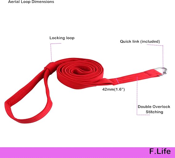 Aerial Loop Straps 6ft Bodyloops 2 meter Velvet Covering Soft 1 pair Contortion with 2 Delta Quick Link 1 carry bag Heavy Duty for Aerial Circus Dance