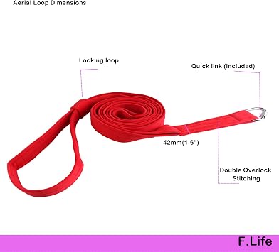 Aerial Loop Straps 6ft Bodyloops 2 meter Velvet Covering Soft 1 pair Contortion with 2 Delta Quick Link 1 carry bag Heavy Duty for Aerial Circus Dance