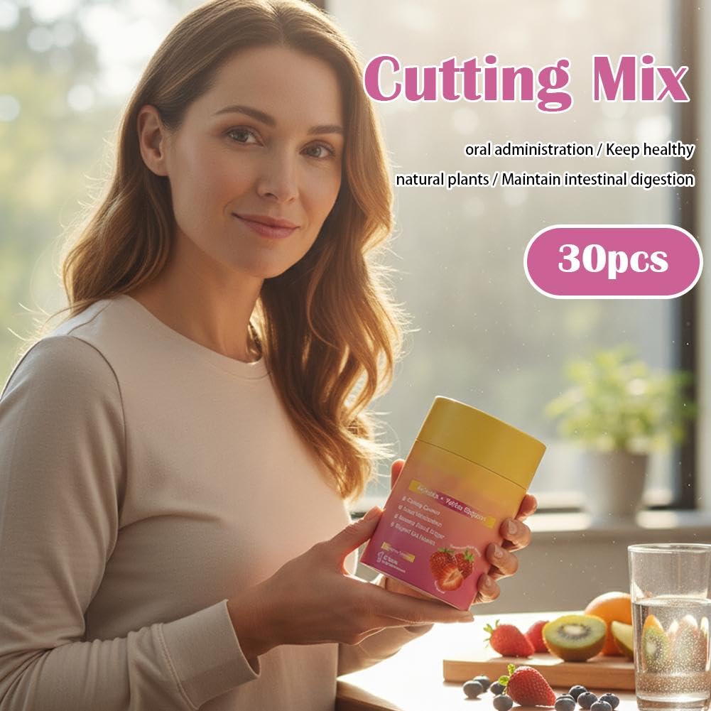 Cutting Mix, Cutting Drink Mix - Berberine, 5-HTP, Yerba Mate & Magnesium, FOS | Supports Satiety Signaling, Energy & Gut Health | Strawberry Açaí Flavor | Vegan, Sugar-Free, 30 Sticks — view 4