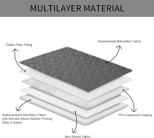 Miniatura 7 de Ameritex Funda de cama para mascotas, manta para cama de perro, para sofá y muebles, impermeable, nuevo diseño de patrón (52 x 82 pulgadas, gris