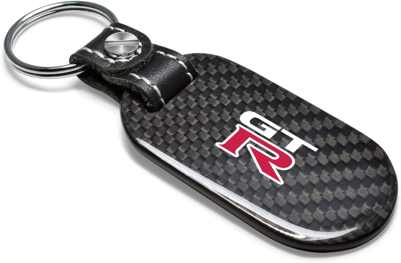 iPick Image Made for Nissan GT-R 100% Real Black Carbon Fiber Tag Style Key Chain