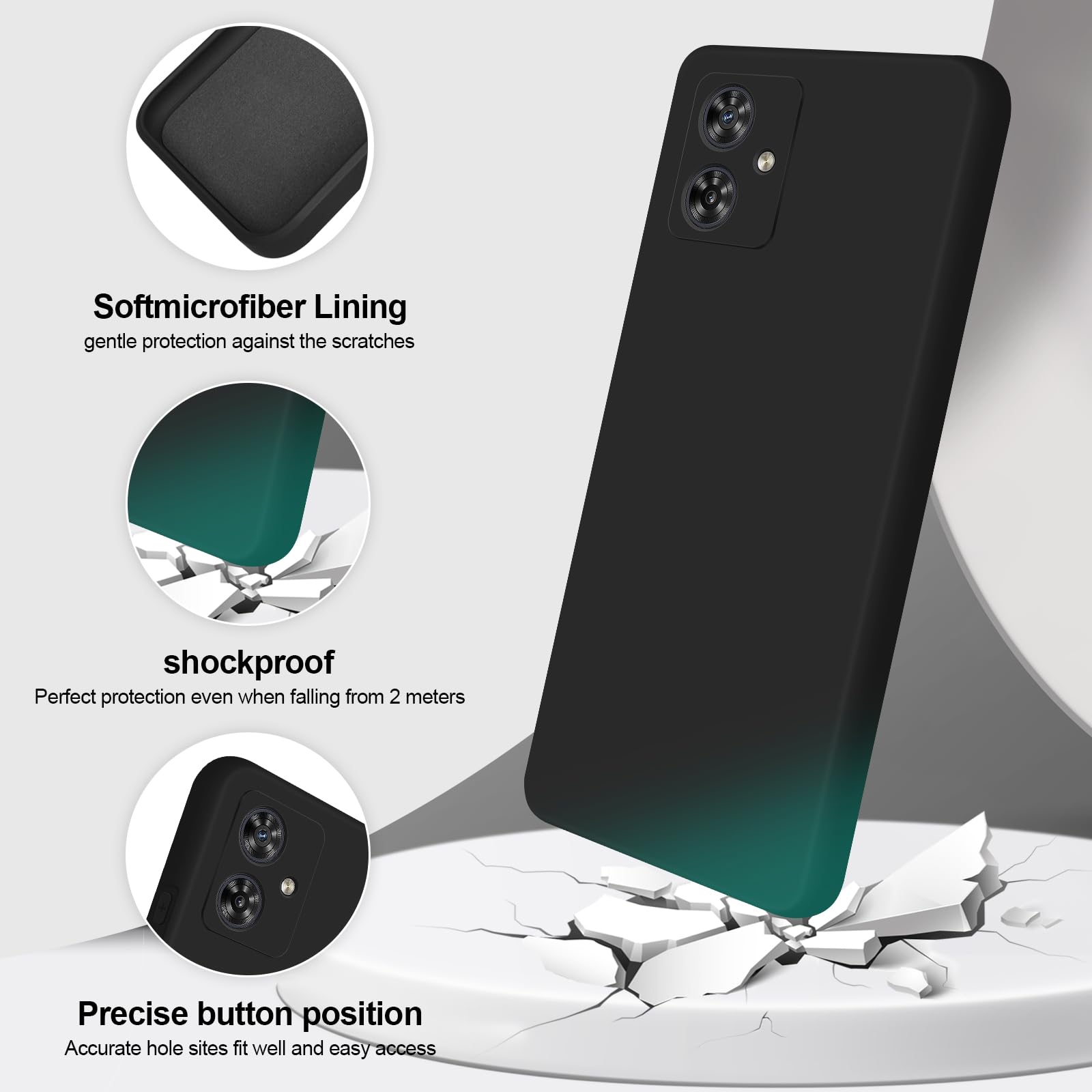 GiiYoon Case Compatible with Motorola Moto G54, Silky-Soft Touch Full-Body Protective Phone Silicone Case, Shockproof Cover with Microfiber Lining, Black — view 2