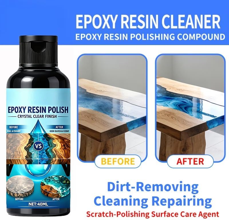 2PCS Epoxy Resin Polish High Gloss Finish Cleaner 40ml, Fast Long Lasting Sanding Set with Sponge — view 4