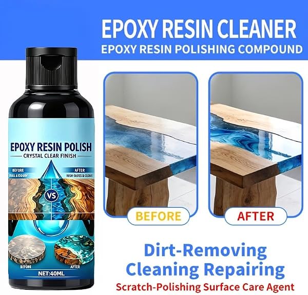 2PCS Epoxy Resin Polish High Gloss Finish Cleaner 40ml, Fast Long Lasting Sanding Set with Sponge - 4