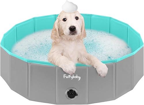 Furrybaby Piscina para perros, piscina infantil de plástico duro, piscina de plástico con malla interior para una mejor resistencia a los arañazos,