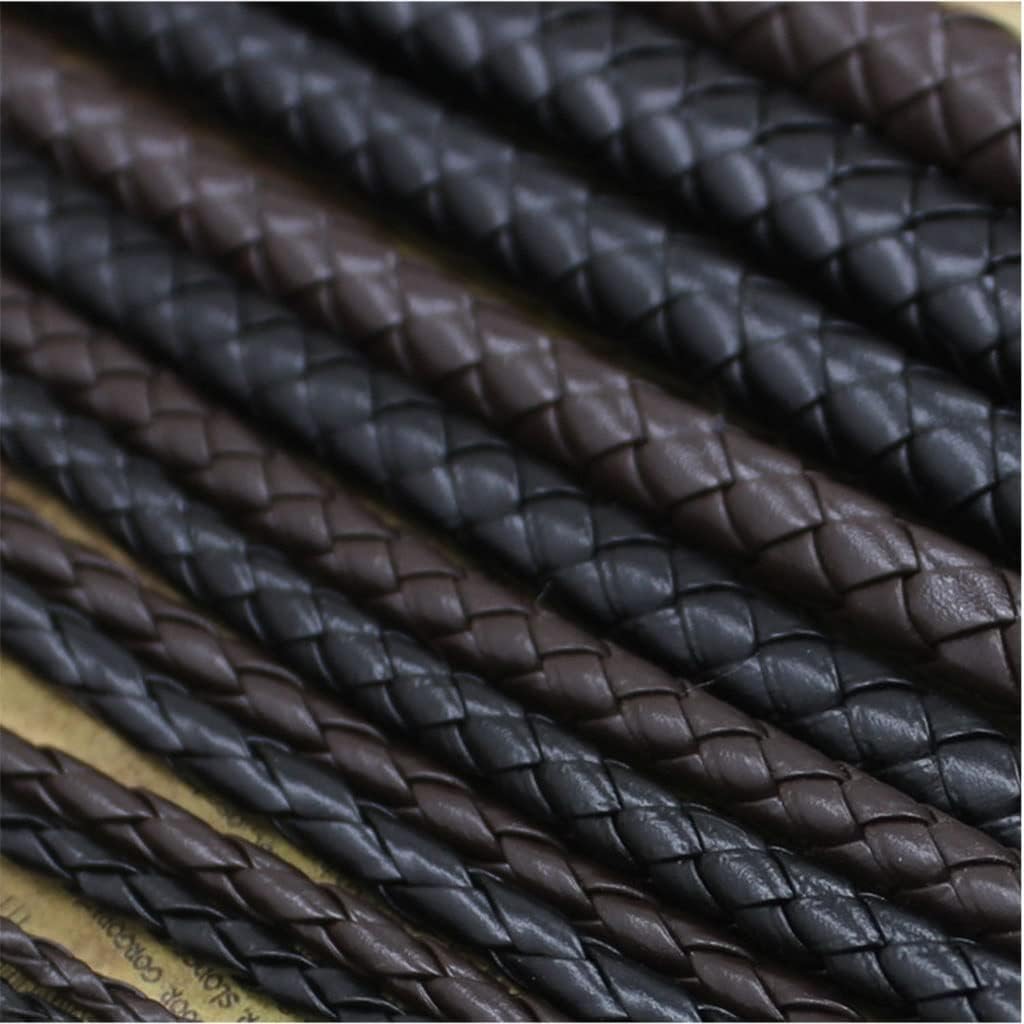 3/4/5/6/8/10/12mm Round Leather Cord String DIY Necklace Bracelet Making Finding Black Brown Braided PU Rope Jewelry Accessories, 1pcs (Color : Black, Size : 10mm 5m)