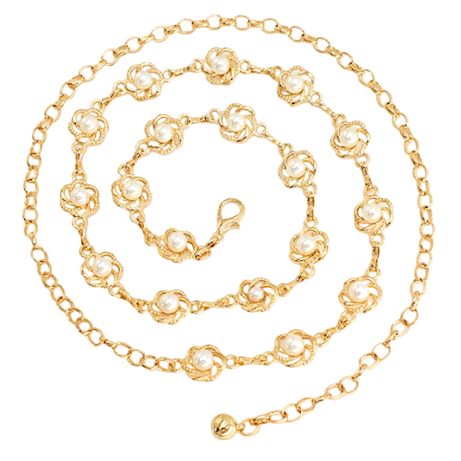 peora Gold Plated Flower Style Pearl Belly Chain Body Chain Jewellery for Women & Girls-picture-49