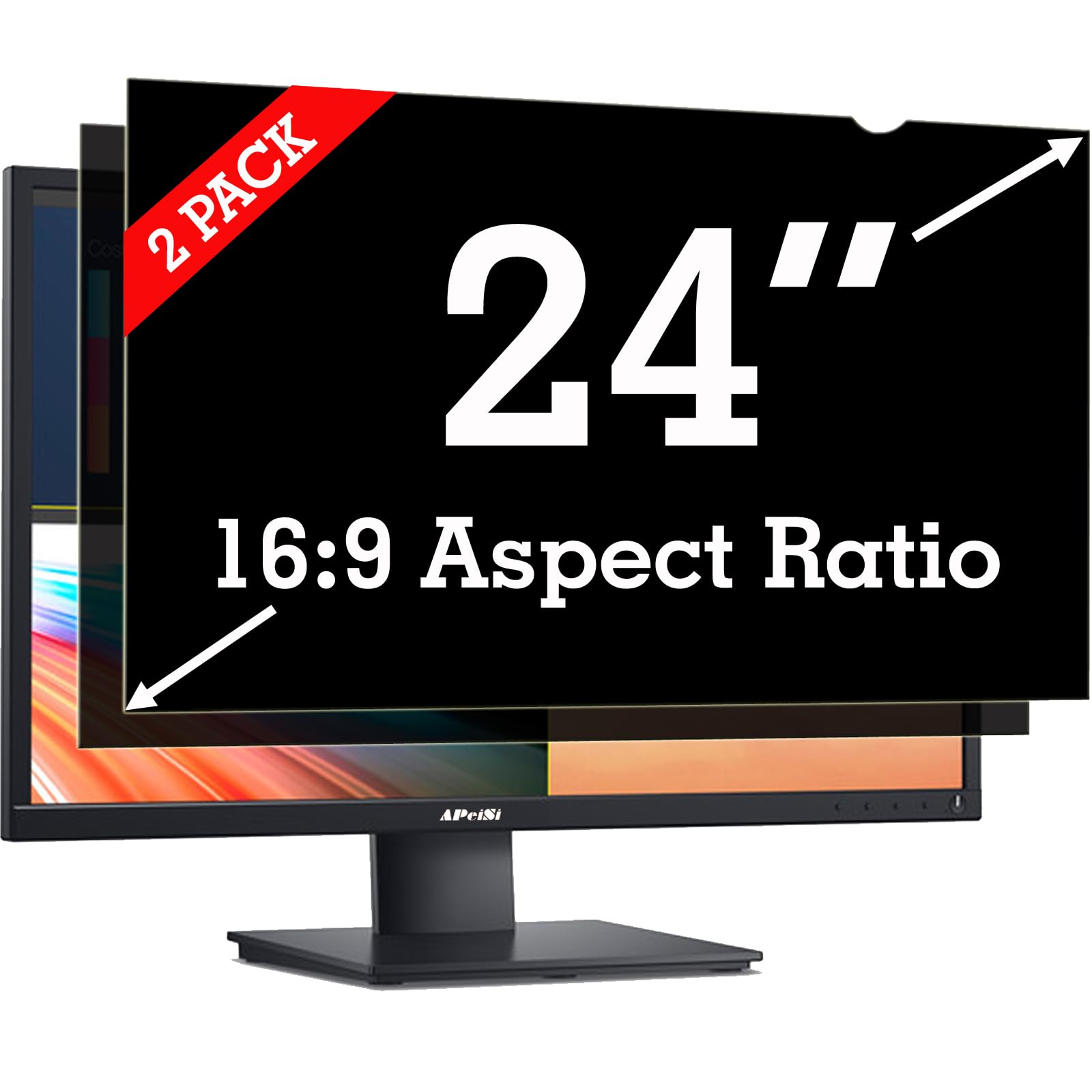 [2 Pack] 24 Inch Privacy Screen Filter for Widescreen 16:9 Monitor