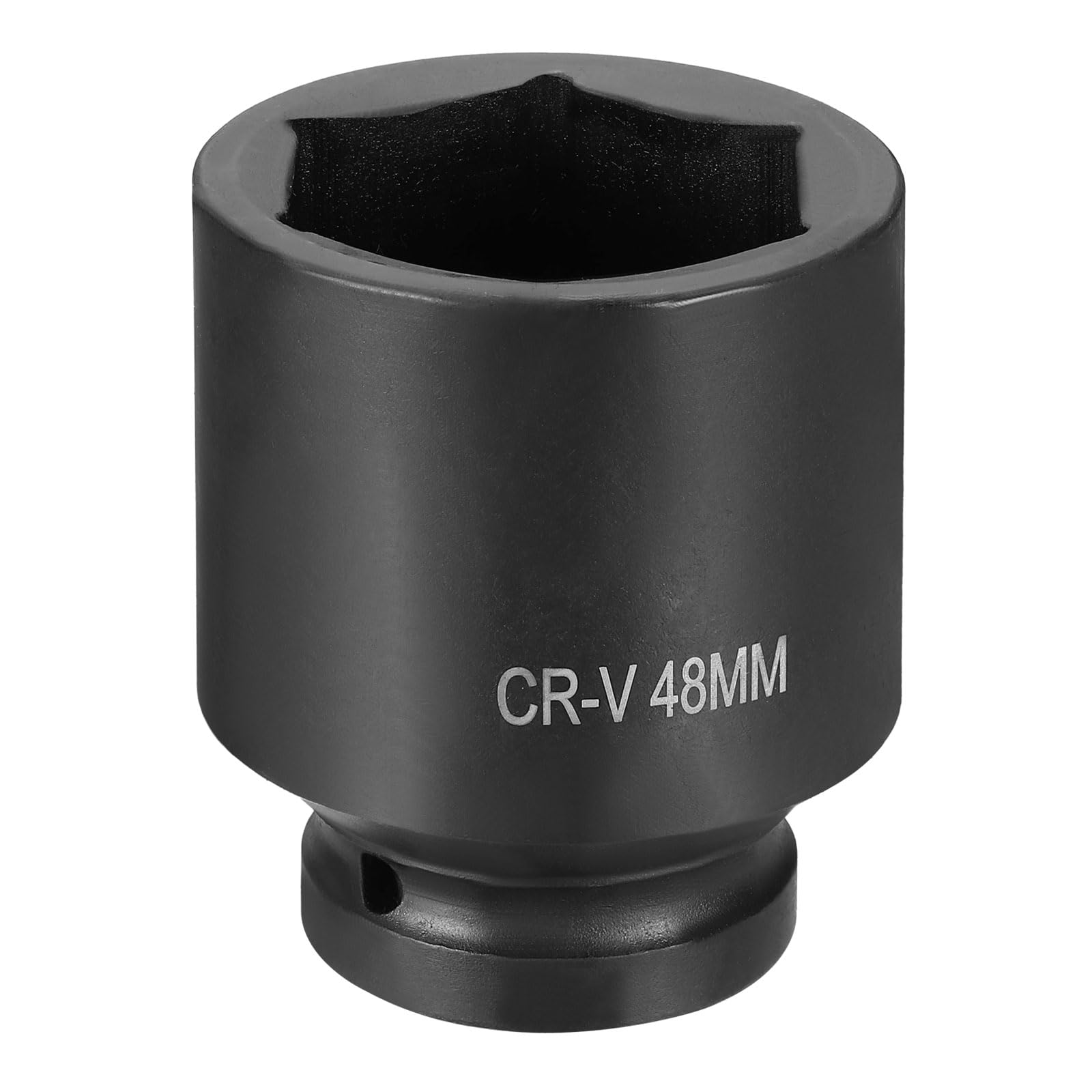 sourcing map 6 Point Impact Socket 1" Drive 48mm Metric Socket CR-V Steel Spindle Axle Hex Sockets for Machine Shaft Nuts Bolts Repair, Black