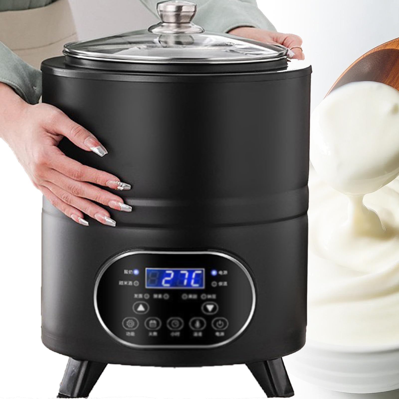 Sjyclaviger Automatic Lcd Digital Yoghurt Maker Machine,Smart Constant Temperature Yogurt Maker, for Easy Cleaning, for Homemade Yogurt,Natto,Rice Wine,Fruit Vinegar Black-12L