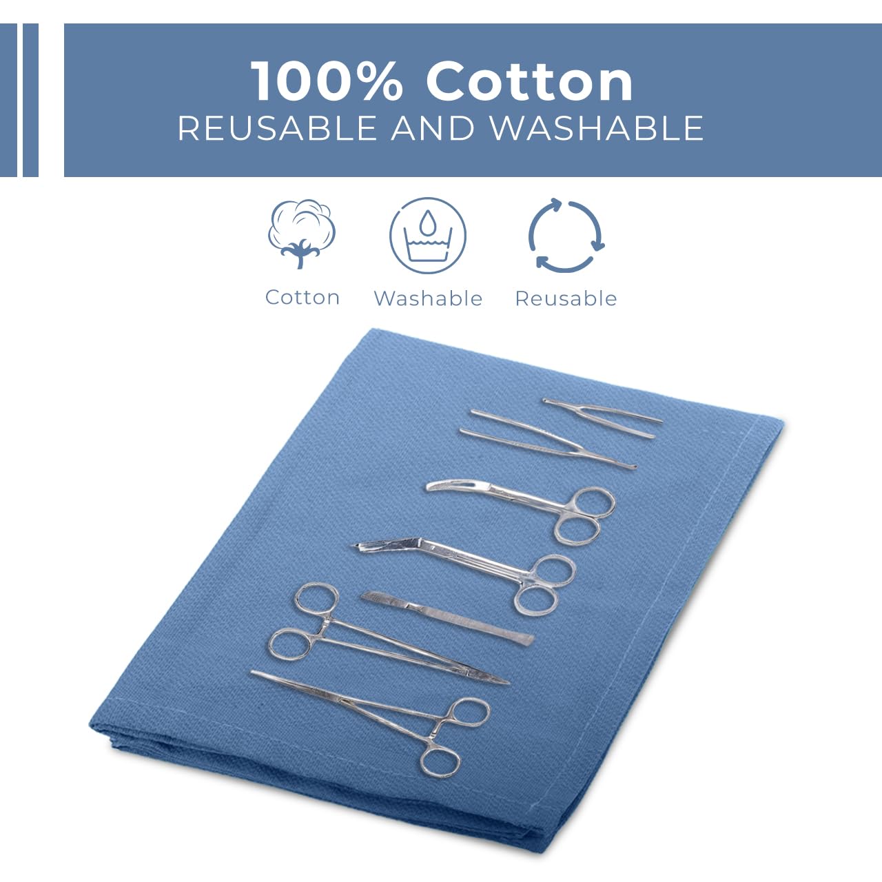 Avalon Towels Asciugamani chirurgici Huck (confezione da 12), dimensioni 43,2 x 66 cm, 100% cotone, panni per la pulizia multiuso, perfetti per ospedali e casa (blu)