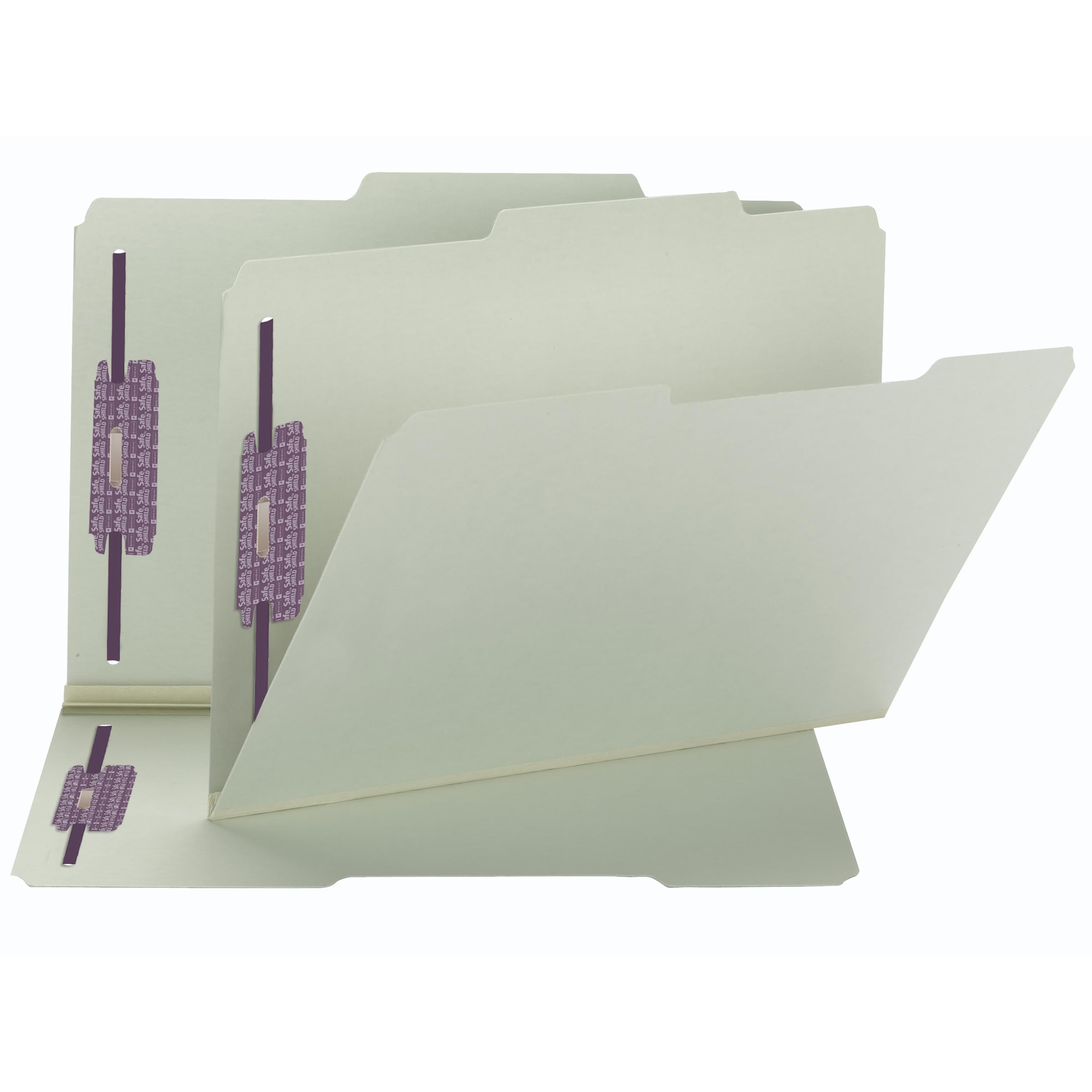 Smead Pressboard Fastener File Folder with SafeSHIELD Fasteners, 2 Fasteners, 2/5-Cut Tab Right of Center Position, 1" Expansion, Guide Height, Legal Size, Gray/Green, 25 per Box (19980)