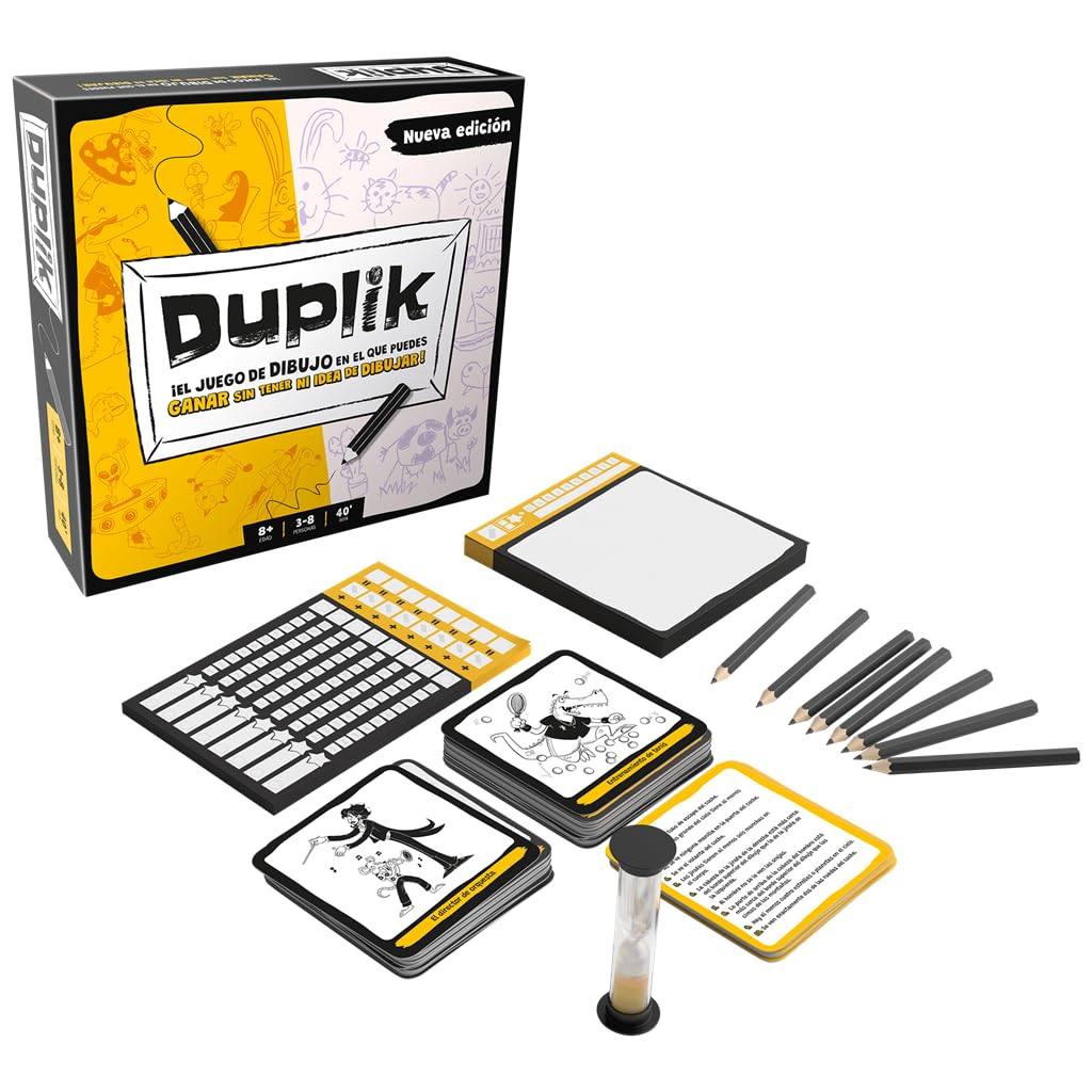 Asmodee Duplik Big Box Jeu de dessin pour enfants à partir de 8 ans, jeu de société amusant et atmosphère familiale pour ceux qui ne peuvent pas dessiner, 3 à 10 joueurs, 45 minutes, version espagnole
