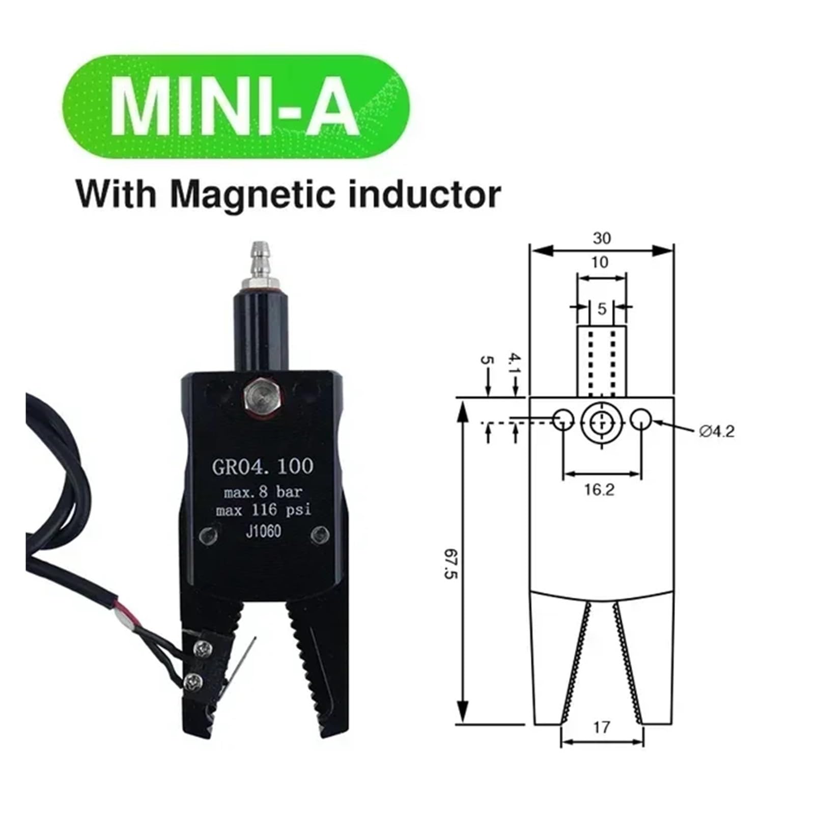 BARRINS Manipulator Mini Fixture Pneumatic Gripper Air Clamp for Injection Molding with Sensor Switch Water Spout Clip Robot Arm Manipulator Fixture Cylinder(MINI A Switch)