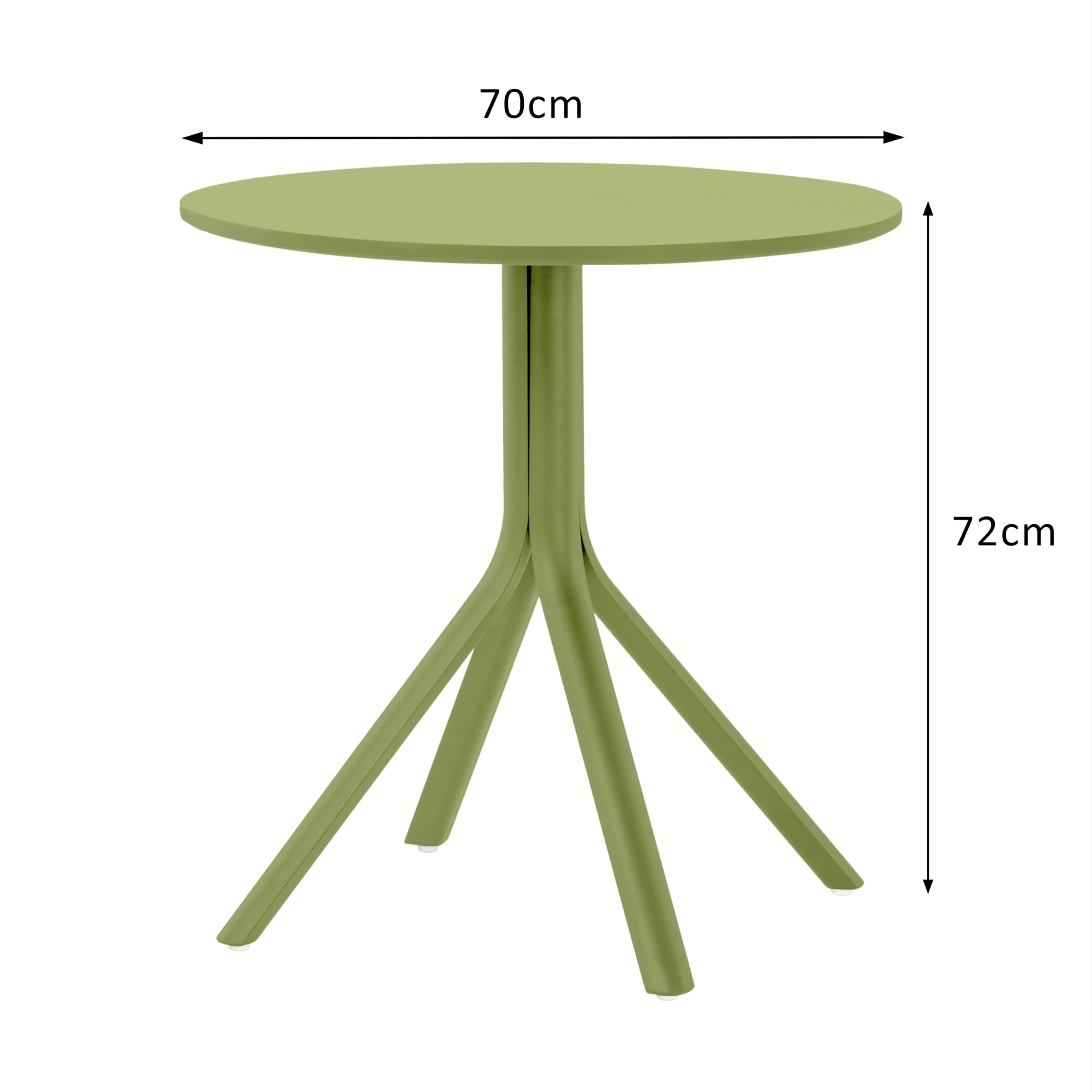 METRO Professional Tavolo da Esterno Soto, Alluminio, Ø 70 x 72 cm, Tavolino da Bar Rotondo, Verde Oliva