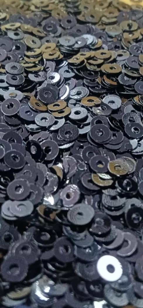 The Craft Cartel Black Opaque Circular Plastic Sequins/Sitara (Size 4 mm) Use for Jewellery Making/Saree/Dupatta/Lehanga/Kurti/Blouse/Dresses/Embroidery Work/Designing Art and Craft. (100 Gram)-image-38