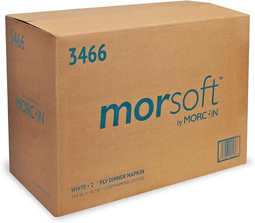 Miniatura 4 de Morsoft by Morcon Servilletas de cena comerciales, 2 capas, 14.2 pulgadas x 16.5 pulgadas, color blanco, 20 paquetes de 150 servilletas, 3,000