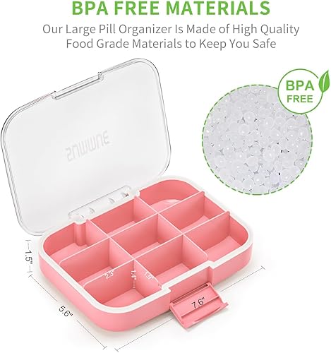 Miniatura 7 de Pastillero grande con 9 compartimentos, portátil, a prueba de humedad, contenedor de píldoras XL para vitaminas, aceite de hígado de bacalao,