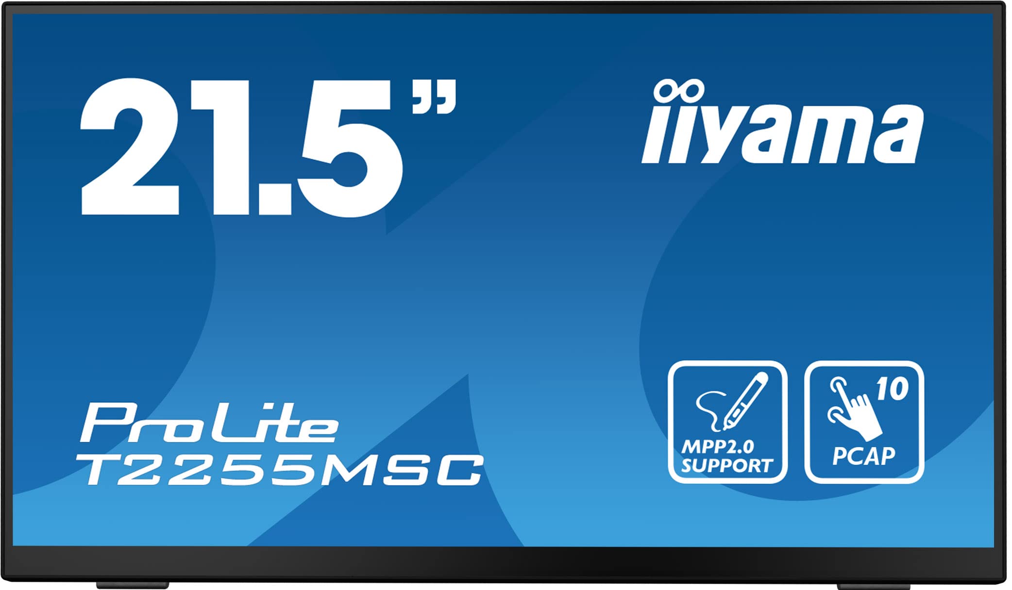 iiyama Ecran 21.5 Noir avec Verre Bord à Bord Tactile PCAP 10 Points FHD IPS 1920x1080 5ms 360cd/​m² HDMI Displayport USB HUB HPs 2x3W / T2255MSC-​B1