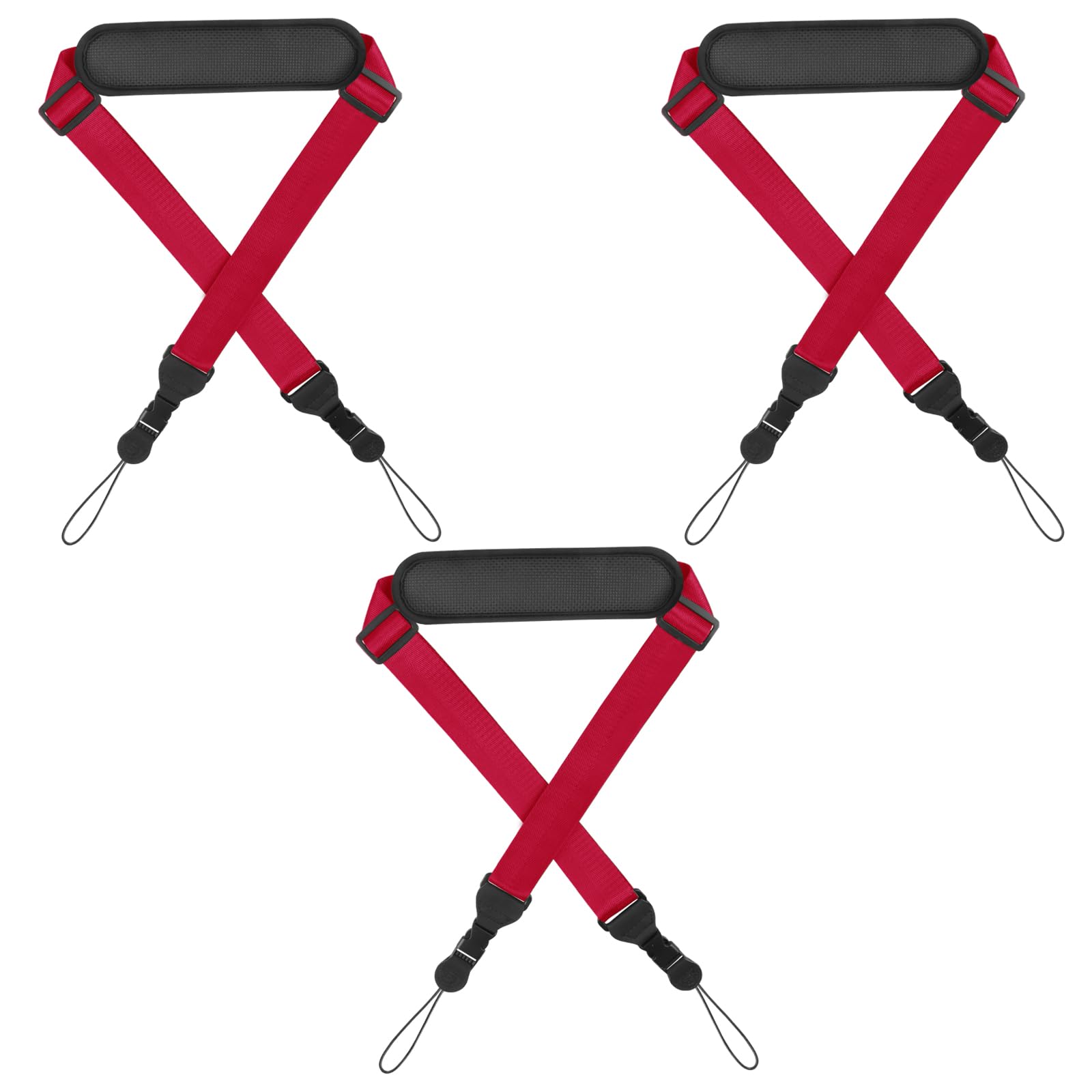 FIEIL Universal Shoulder Strap, Neoprene Padded Bag Strap with Double Adjustable Buckles, Comfortable Neck Lanyard for Camera, Tablet,iPad, Laptop, Binocular, Luggage Bag(3 Pack Red)