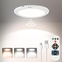 KYEKIO Rechargeable Motion Sensor Ceiling Light 1Pack, 3 Color Temperature Dimmable LED with Remote, Battery Operated Magnetic Light for Closet Hallway Stairs Garage