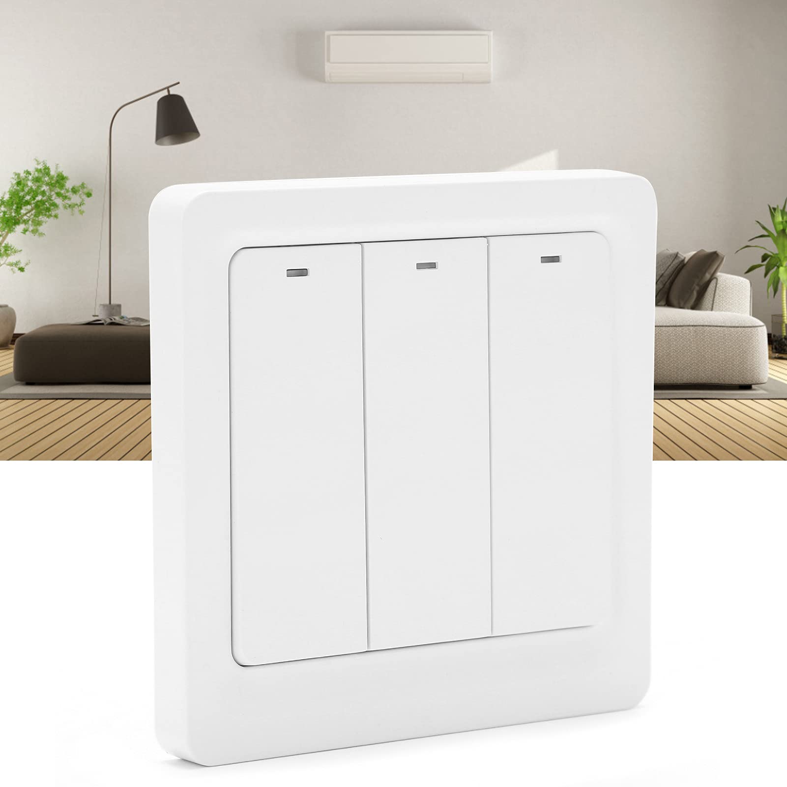 Interruptor de luz inteligente, panel de pared de material de PC de 3 entradas, 600 W, TUYA, WiFi, CA 100‑240 V, para automatización del hogar (WiFi)