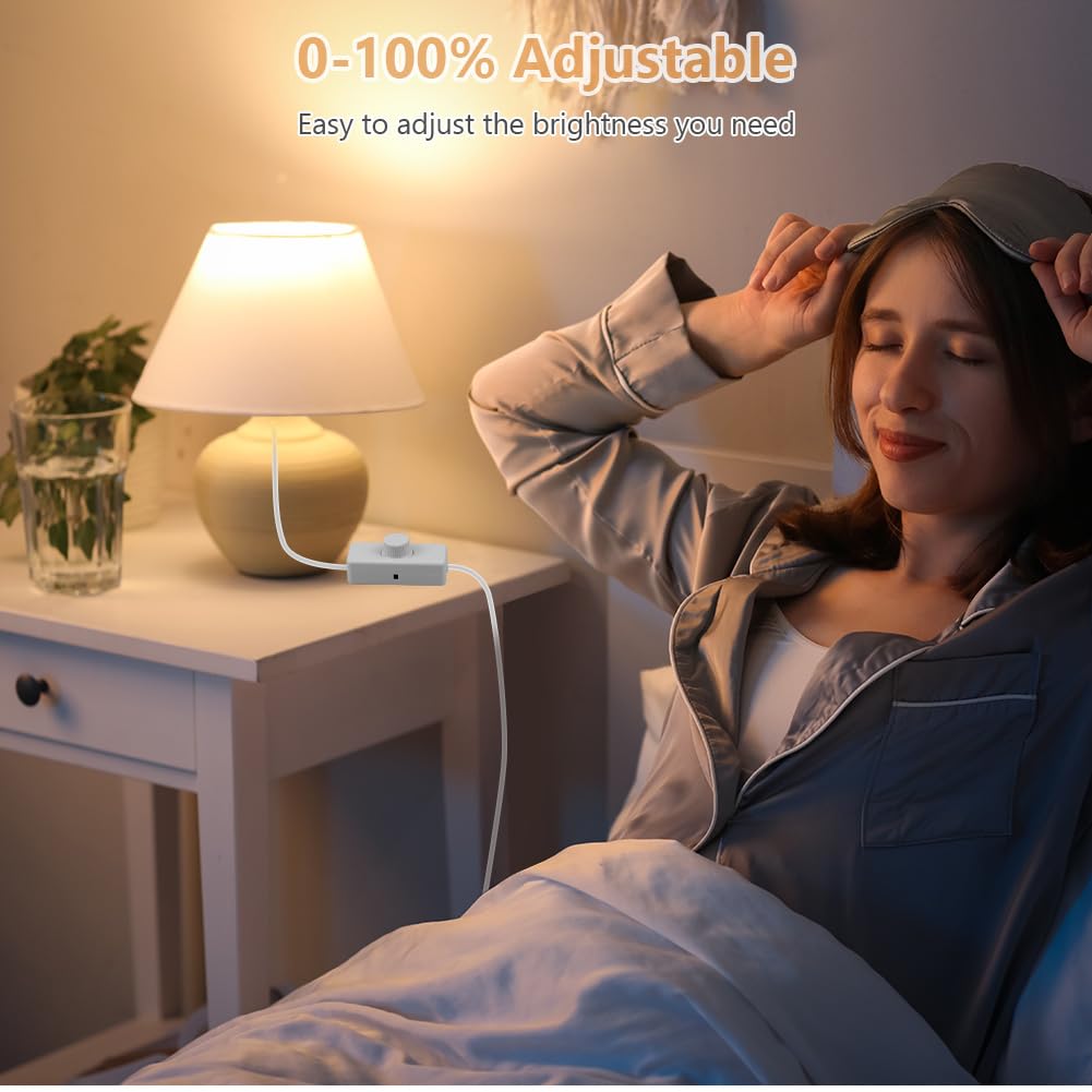 AXFEE Interruptor Regulador de Luz, Dimmer Led 220V, 220V-240V AC/50hz Regulador Intensidad Led, Potenciómetro Regulador de Luz con Interruptor, para 3-100W Lampara LED y Bombillas Regulables, Blanco