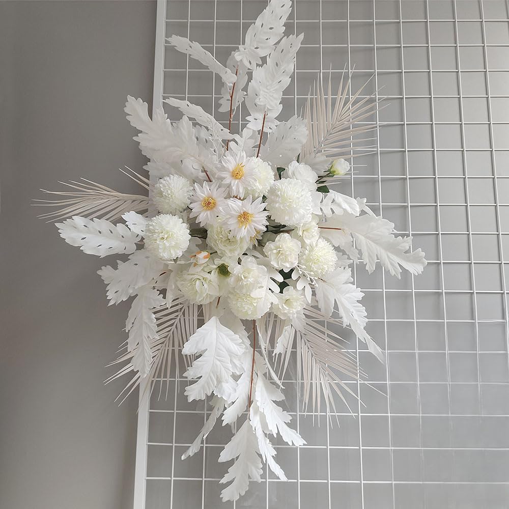 Seidenblumen Wanddekoration 100x70cm für Party Events(White)
