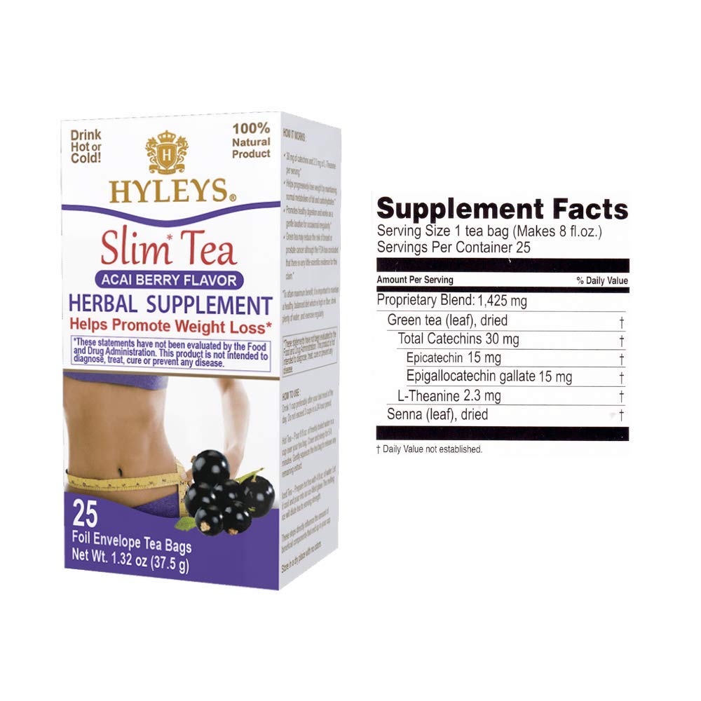 Hyleys Slim Tea Acai Berry Flavor Weight Loss Herbal Supplement