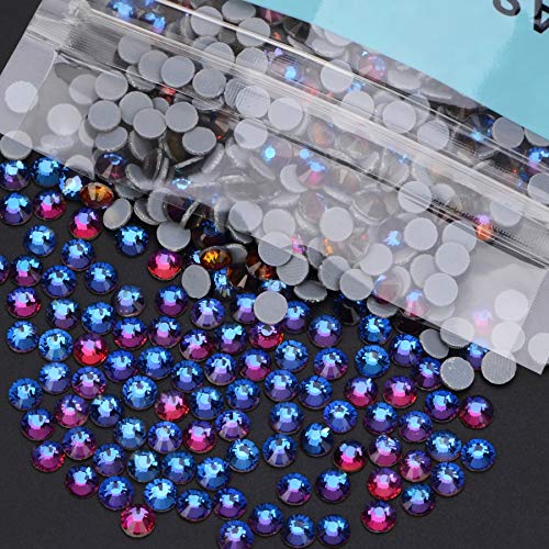 Image of 3000 Pieces Hot Fix Glass Flatback Rhinestones HotFix Round Crystal Gems (Blue Flare, SS10)