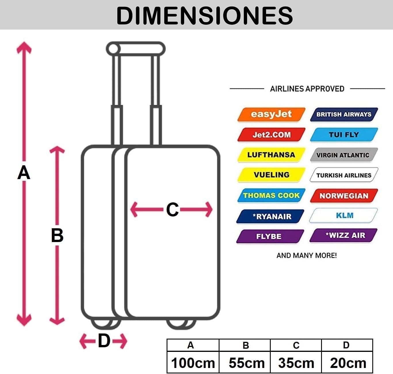 Maleta de Cabina Equipaje de Mano Viaje avión rígida 4 Ruedas 360º Medidas 55x35x20cm Viajar Estampado Mariposa (Blanco)