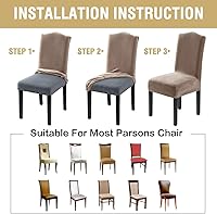 Vista 8 de H.VERSAILTEX Juego de 4 fundas elásticas para sillas de comedor, fundas protectoras para sillas Parson, tela de terciopelo sólido suave y gruesa