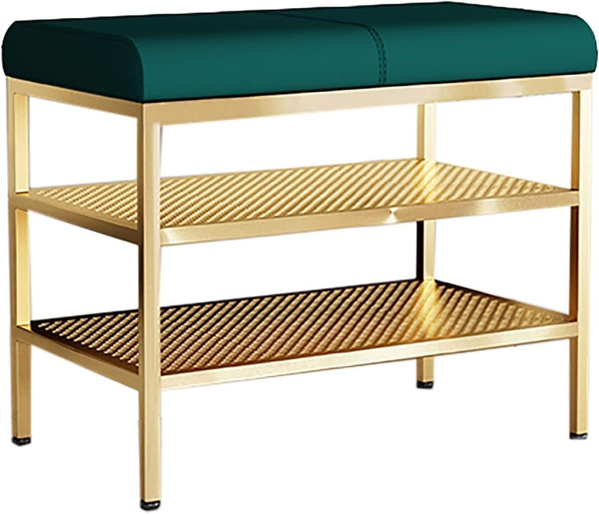 Banc à chaussures avec rangement et assise rembourrée pour entrée