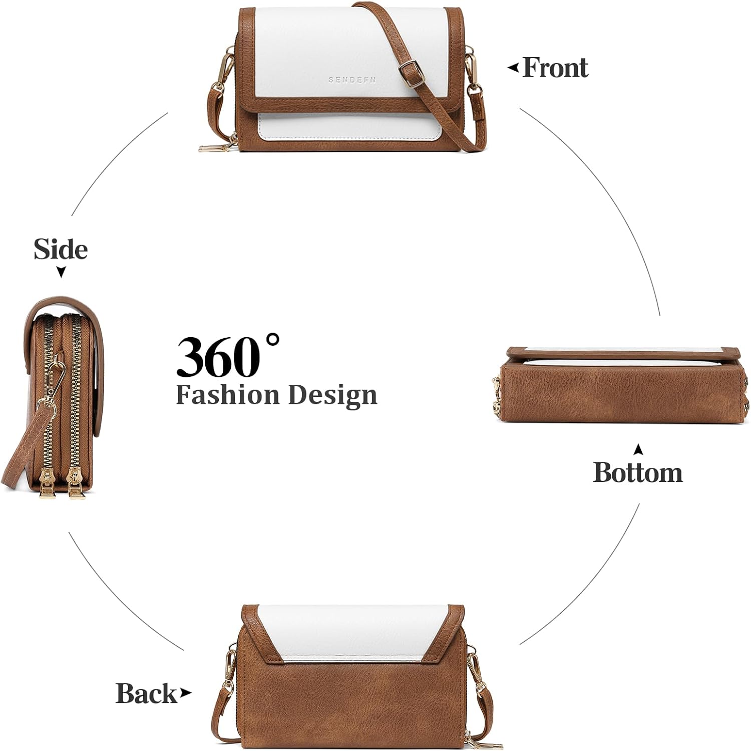 SENDEFN Small Crossbody Bags for Women Leather Cell Phone Purse Wallet with ID window and Card Slots - Image 6